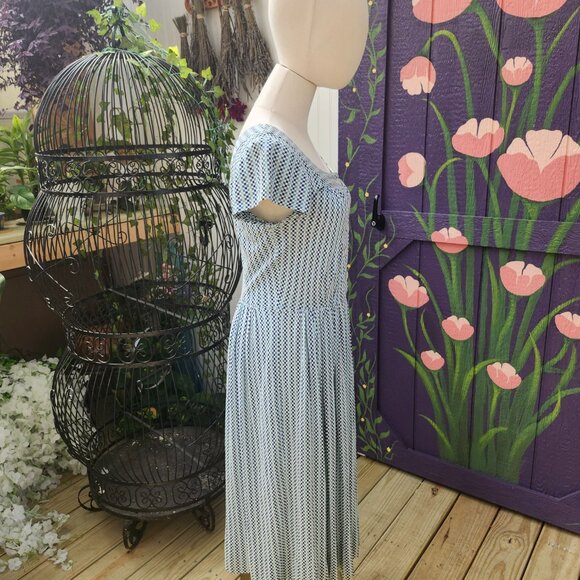 Mary Dress / Vintage 1950's Blue & White Checkered Nylon Midi Dress AS IS - Picture 3 of 17